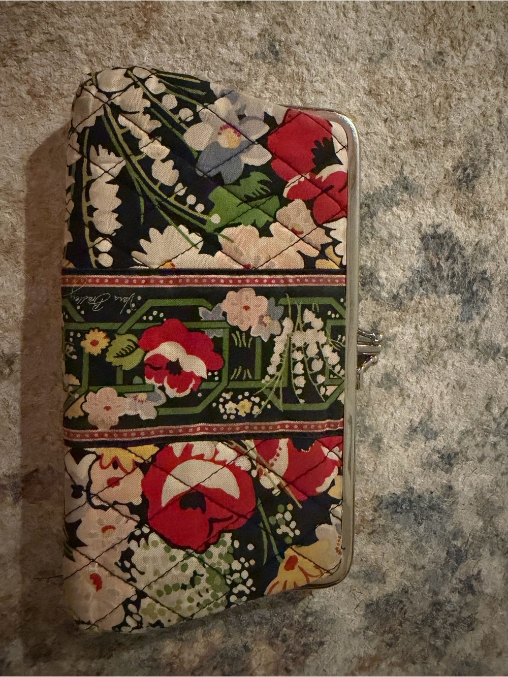 Vera Bradley Quilted Floral Zip Wallet - Red, Green, Cream